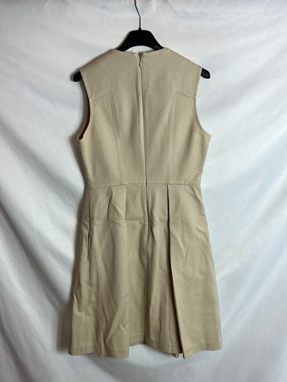 ADOLFO DOMINGUEZ. Vestido beige textura. T 38