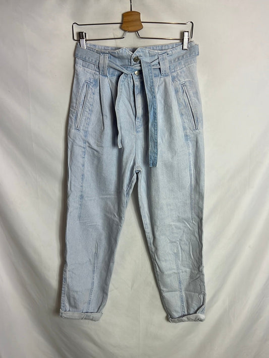 OTRAS. Pantalón denim claro cinturón. T 38