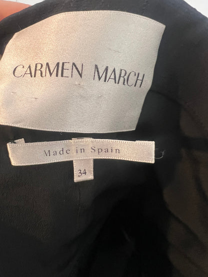 CARMEN MARCH. Vestido mini negro volante. T 34