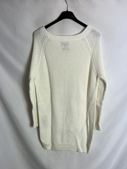 MASSIMO DUTTI. Jersey blanco asimétrico. T M