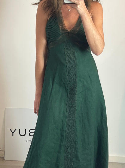 ZARA. Vestido midi verde detalles T.s