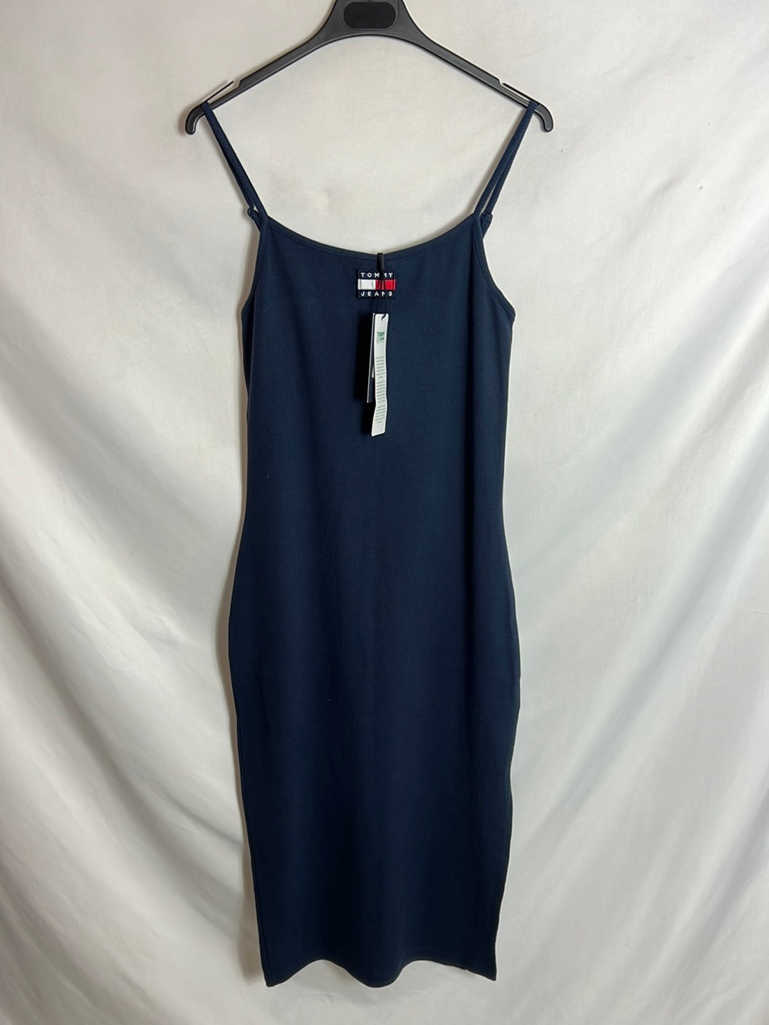 TOMMY HILFIGUER. Vestido punto canalé T.l