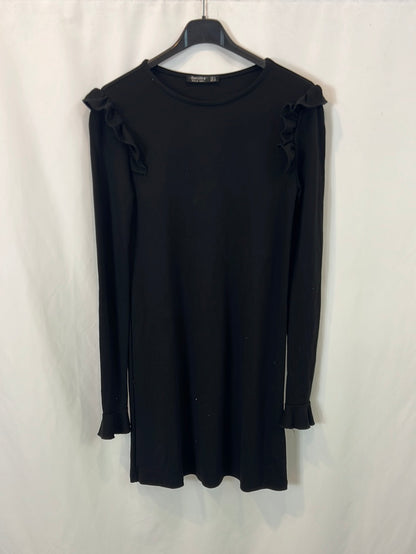 BERSHKA. Vestido corto negro T.s