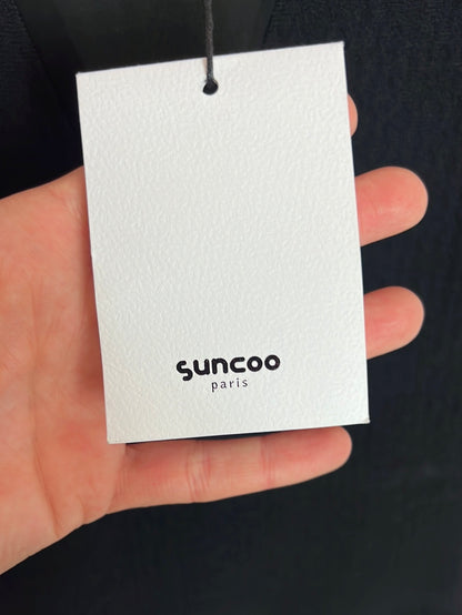 SUNCOO. Vestido negro textura ajustada. T 1 (S)