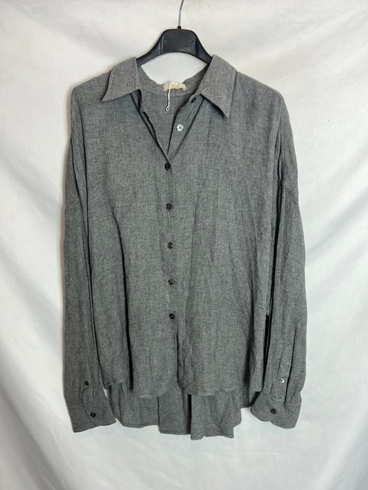 TCN. Camisa gris jaspeada textura. T S