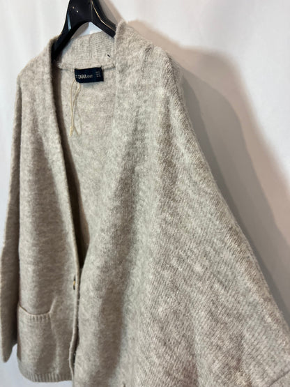 ZARA. Cárdigan beige jaspeado. T S