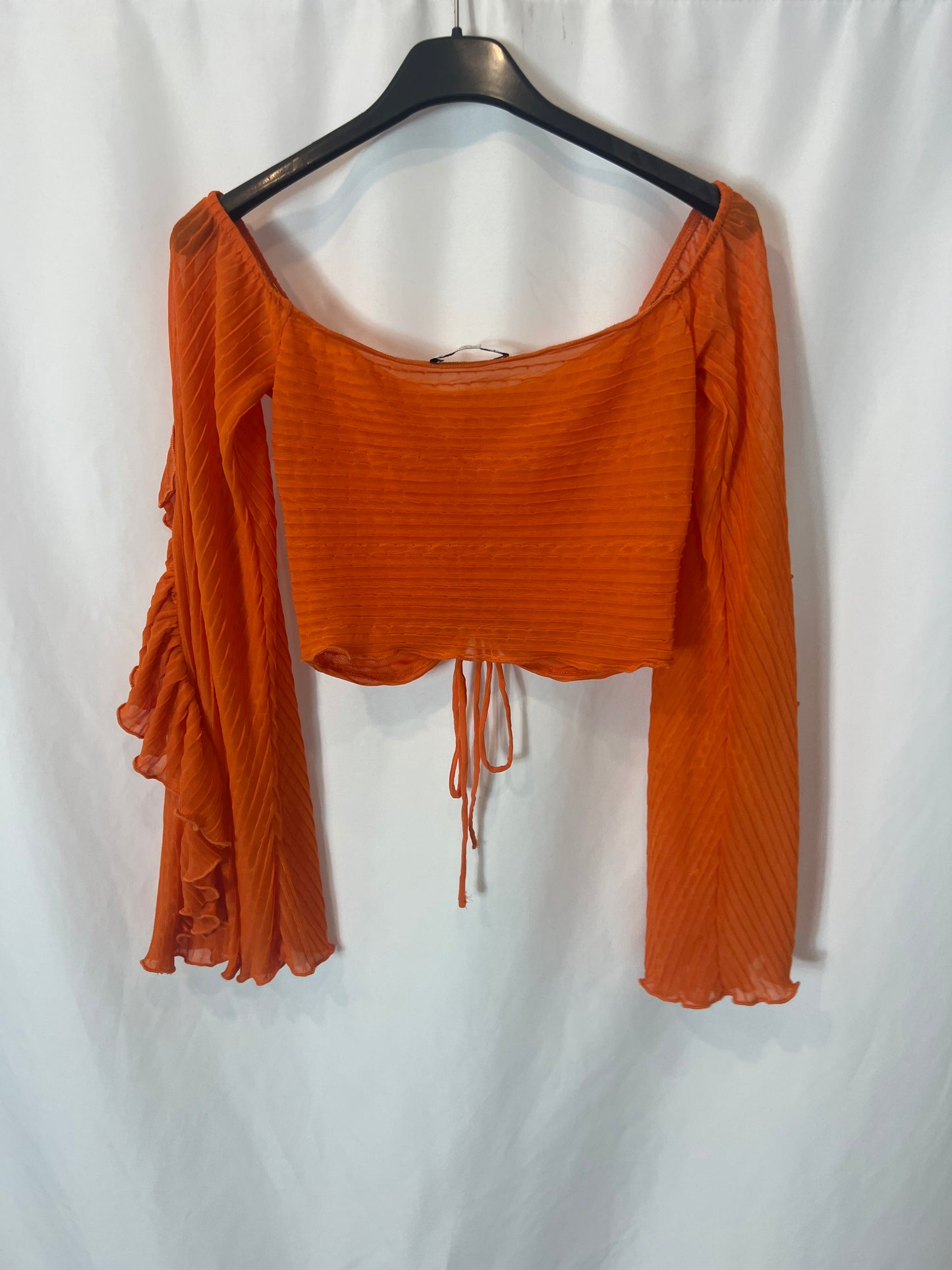 ZARA. Top naranjas plisado elastico. T S