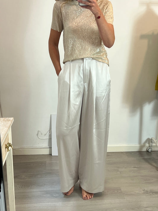 LILYSILK- Pantalón fluido gris perla T.36