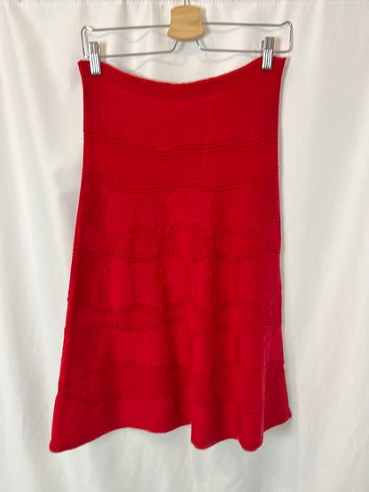 ANAUVE. Falda midi roja lana T.40