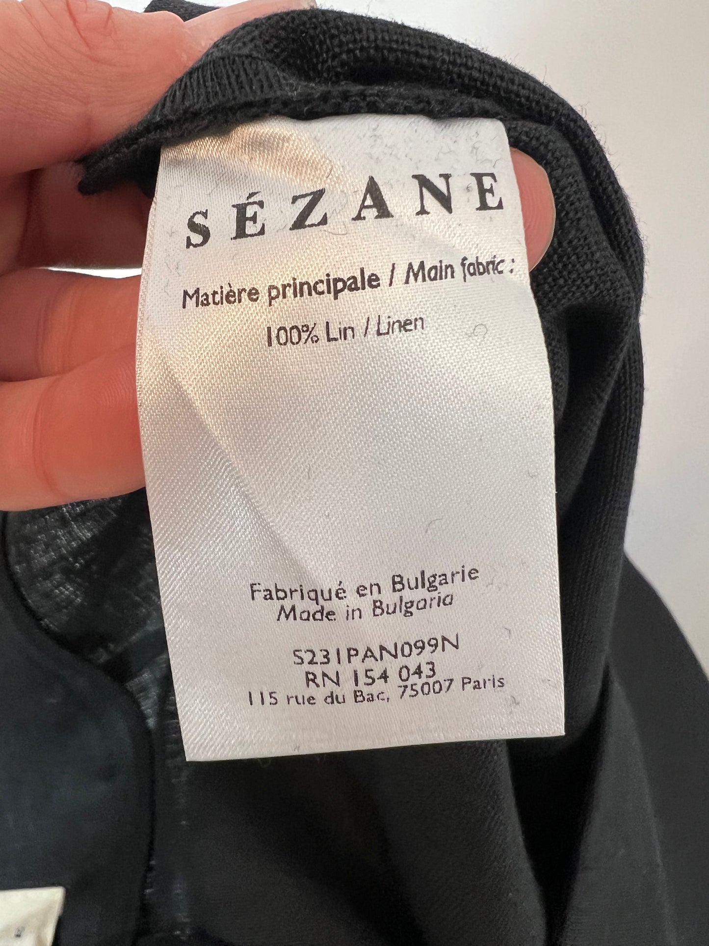 SEZANE. Pantalón negro lino T.36