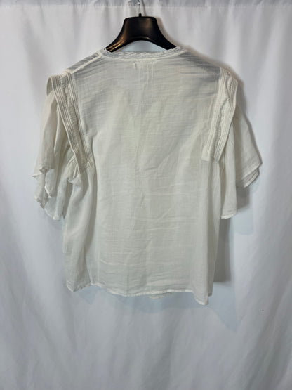 BA&SH. Blusa blanca detalle manga. T 0(XS/S)