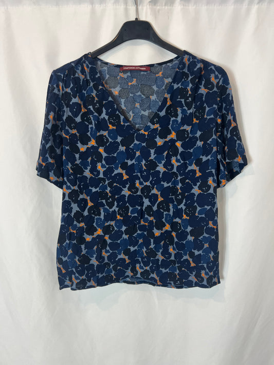 COMTOIR DES COTONNIERS. Blusa azul estampada. T XS