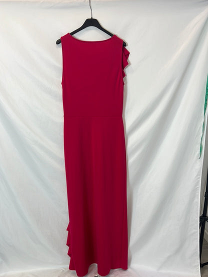 MAJE. Vestido rosa volantes T.m