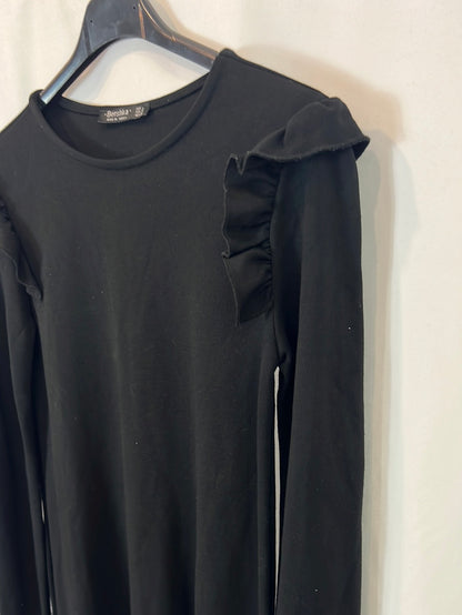 BERSHKA. Vestido corto negro T.s