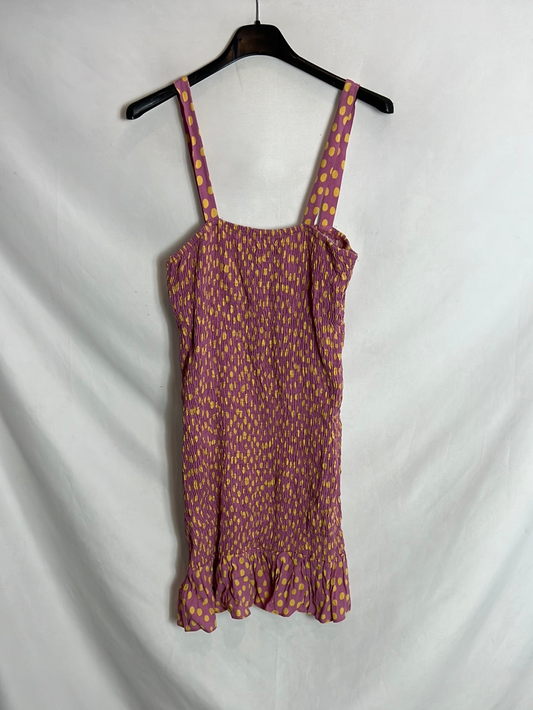 ZARA. Vestido nido de abeja rosa T.m