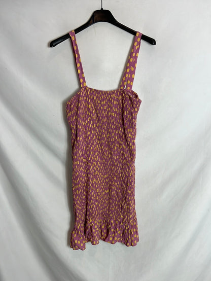 ZARA. Vestido nido de abeja rosa T.m