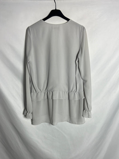 BIMANI. Blusa fluida gris perla. T M (Tara)