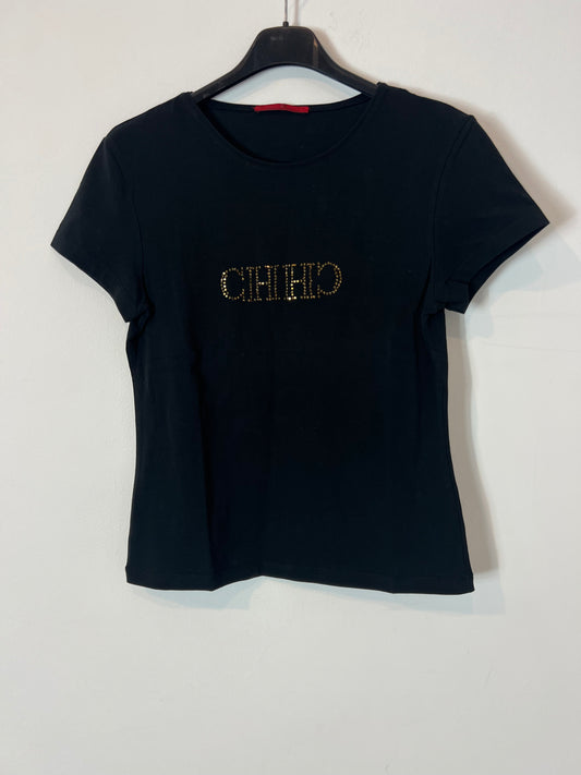 CAROLINA HERRERA. Camiseta negra elástica logo. T M(S)