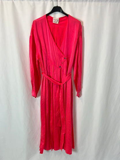 FORTE FORTE. Vestido midi seda fucsia. T 0 (XS/S)