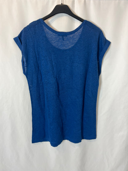 MASSIMO DUTTI. Camiseta azul fluida TU(S)