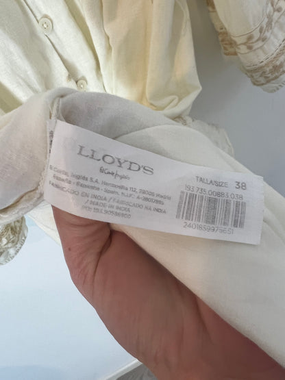 LLOYD'S. Vestido beige bordado T.38