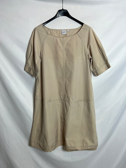 ASPESI. Vestido beige bolsillos. T 42