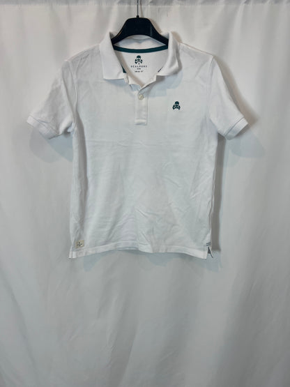 SCALPERS. Polo blanco logo en verde. T 10 años