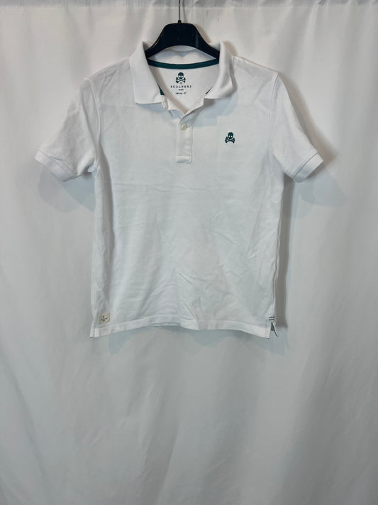 SCALPERS. Polo blanco logo en verde. T 10 años