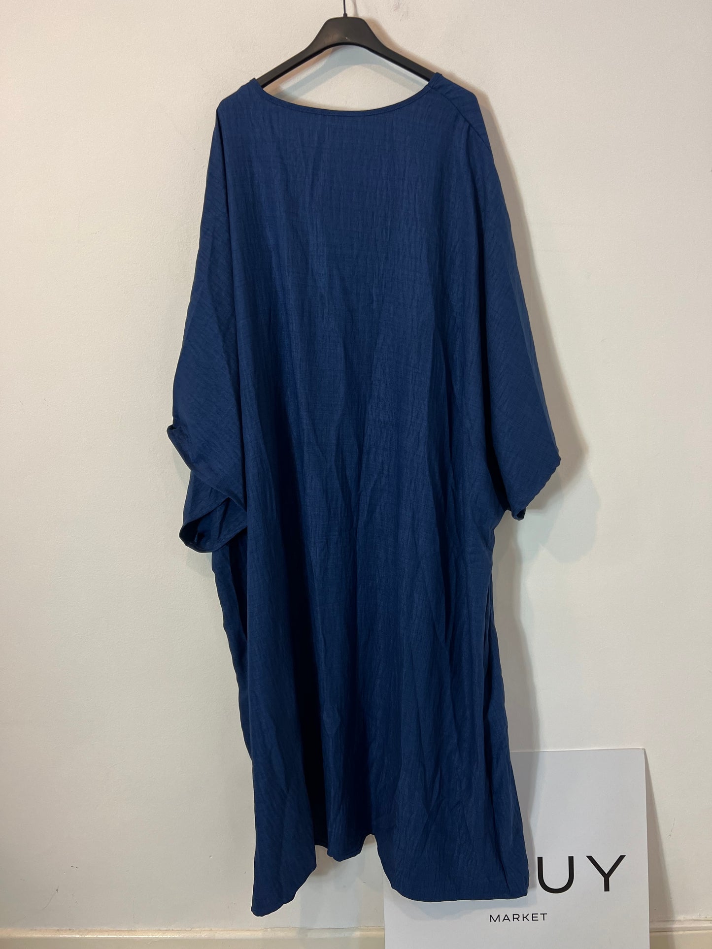 OTRAS. Vestido azul efecto caftán T.3xl