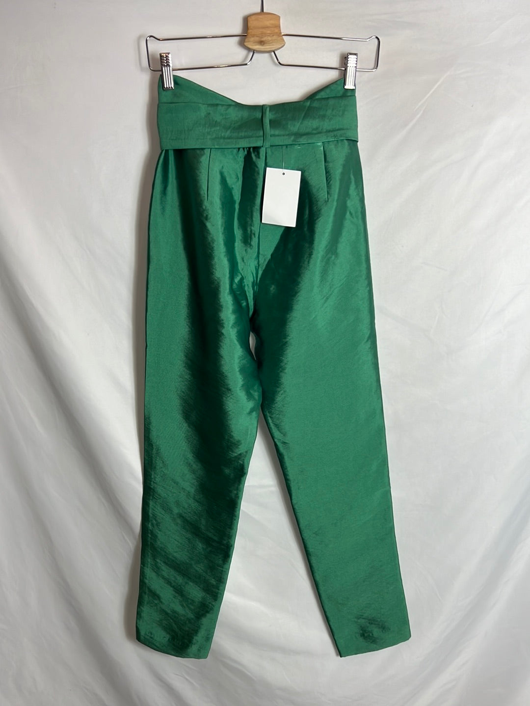 MAJE.Pantalones verdes pinzas T.u(s)