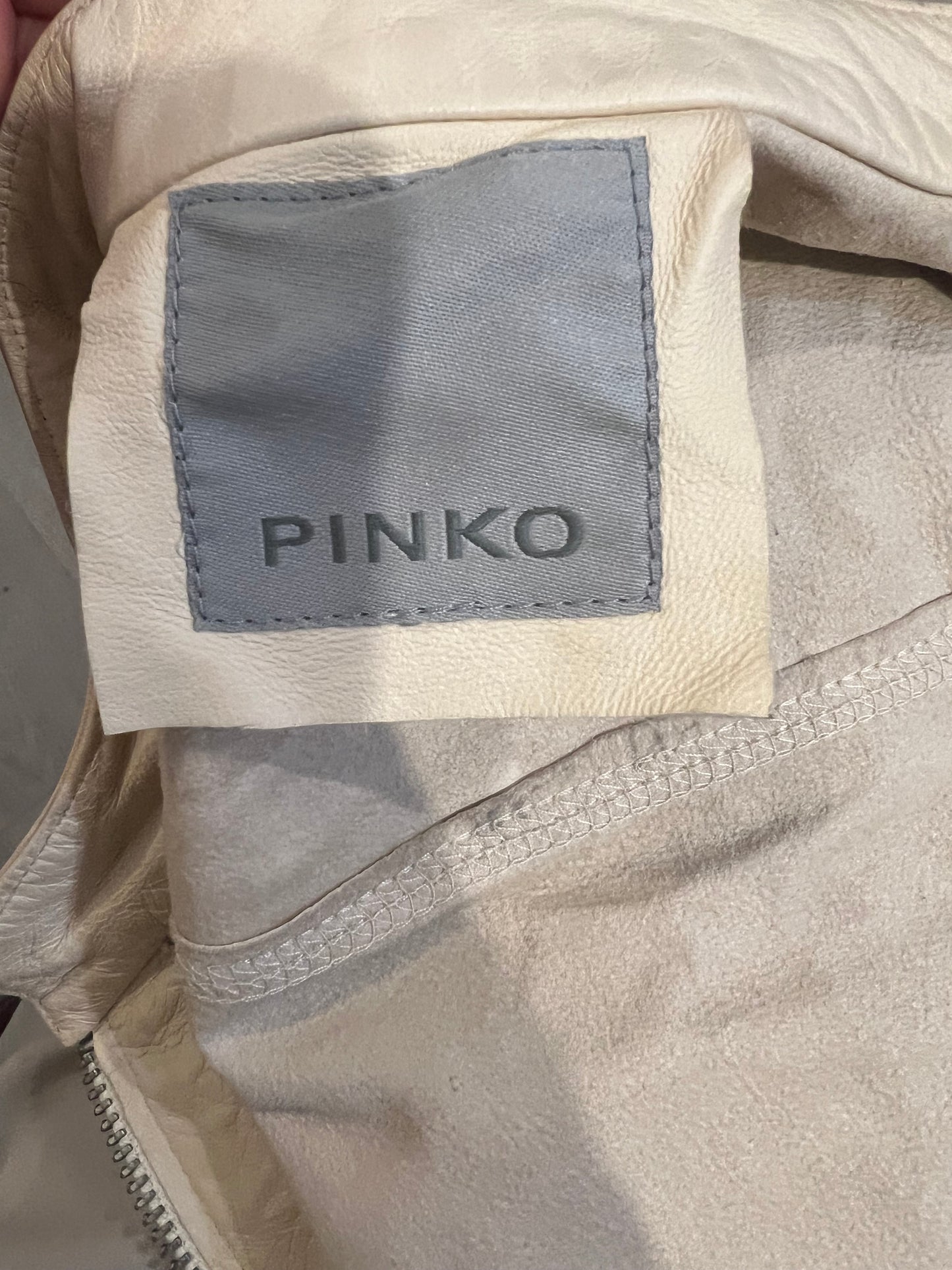 PINKO.Chaqueta beige de piel T.38 (S)