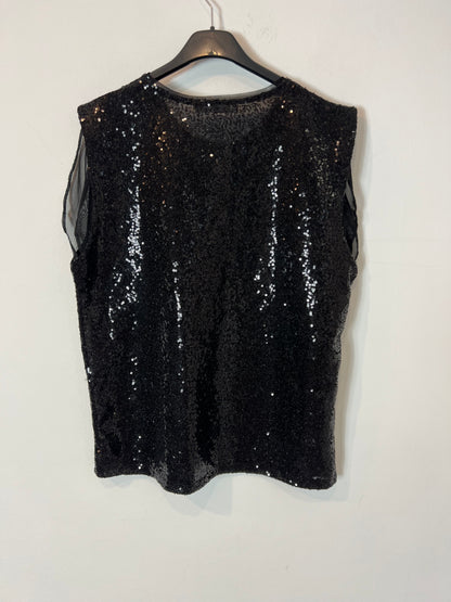 MANGO. Top negro lentejuelas. T M