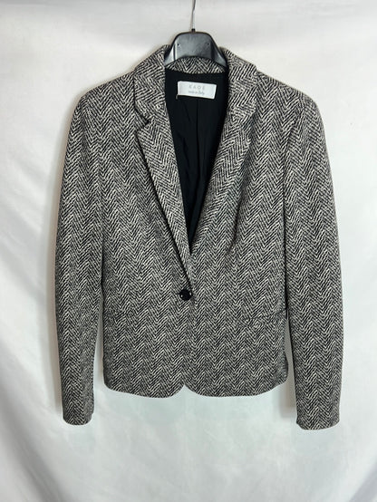 KAOS. Blazer negra estampada textura . T S