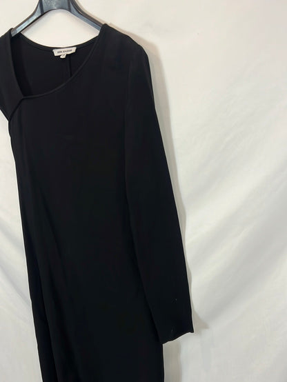 ANGEL SCHLESSER. Vestido midi negro asimetrico . T 38i