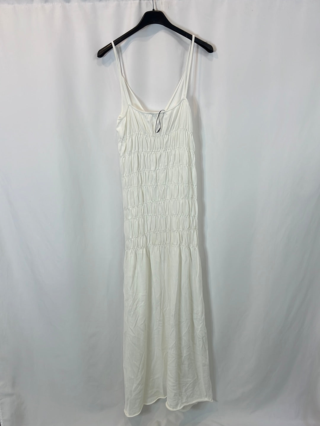 ZARA. Vestido blanco fruncido T.s