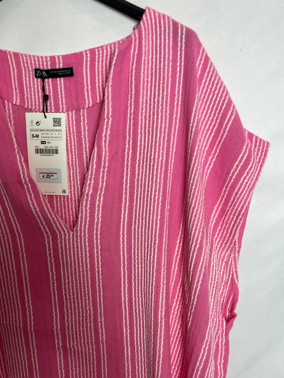 ZARA. Top/túnica rosa rayas. T S/M