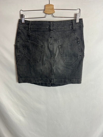 MASSIMO  DUTTI . Falda corta denim gris. T 40