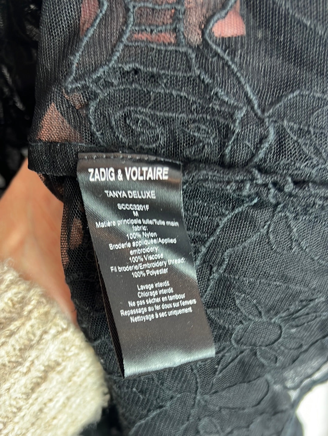 ZADIG&VOLTAIRE . Top negro encaje . T M