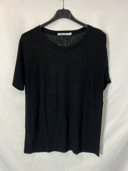 ALEXANDER WANG. Camiseta negra perforada. T M