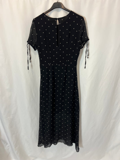 UTERQÜE. Vestido midi seda lunares. T XS