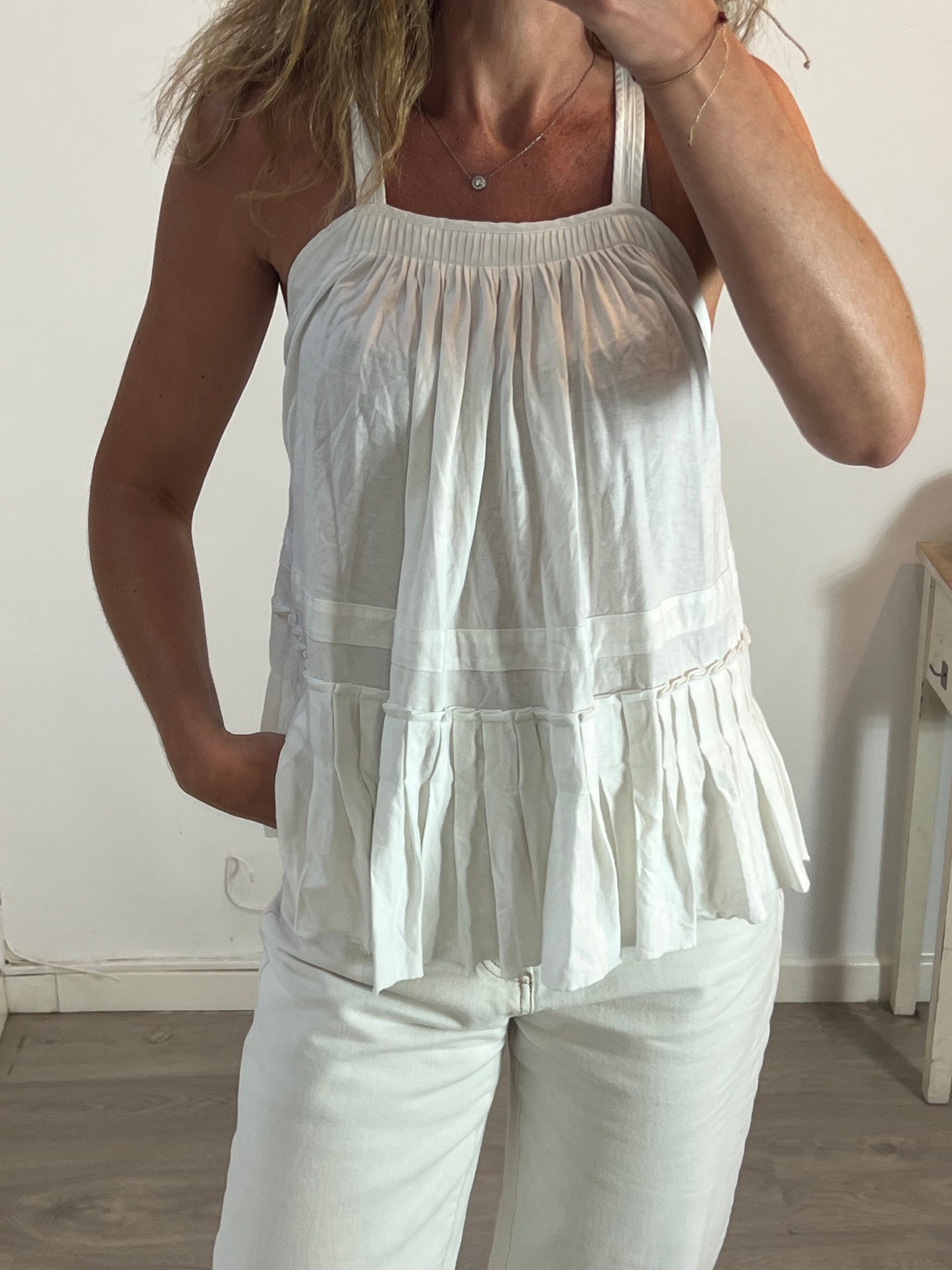 SEE  BY CHLOÉ. Top blanco tablas T.40