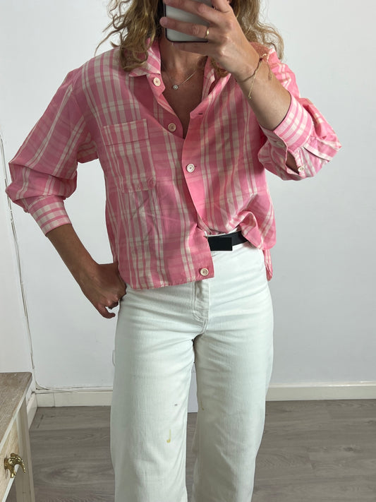 ISABEL MARANT. Camisa rosa y beige. T 36