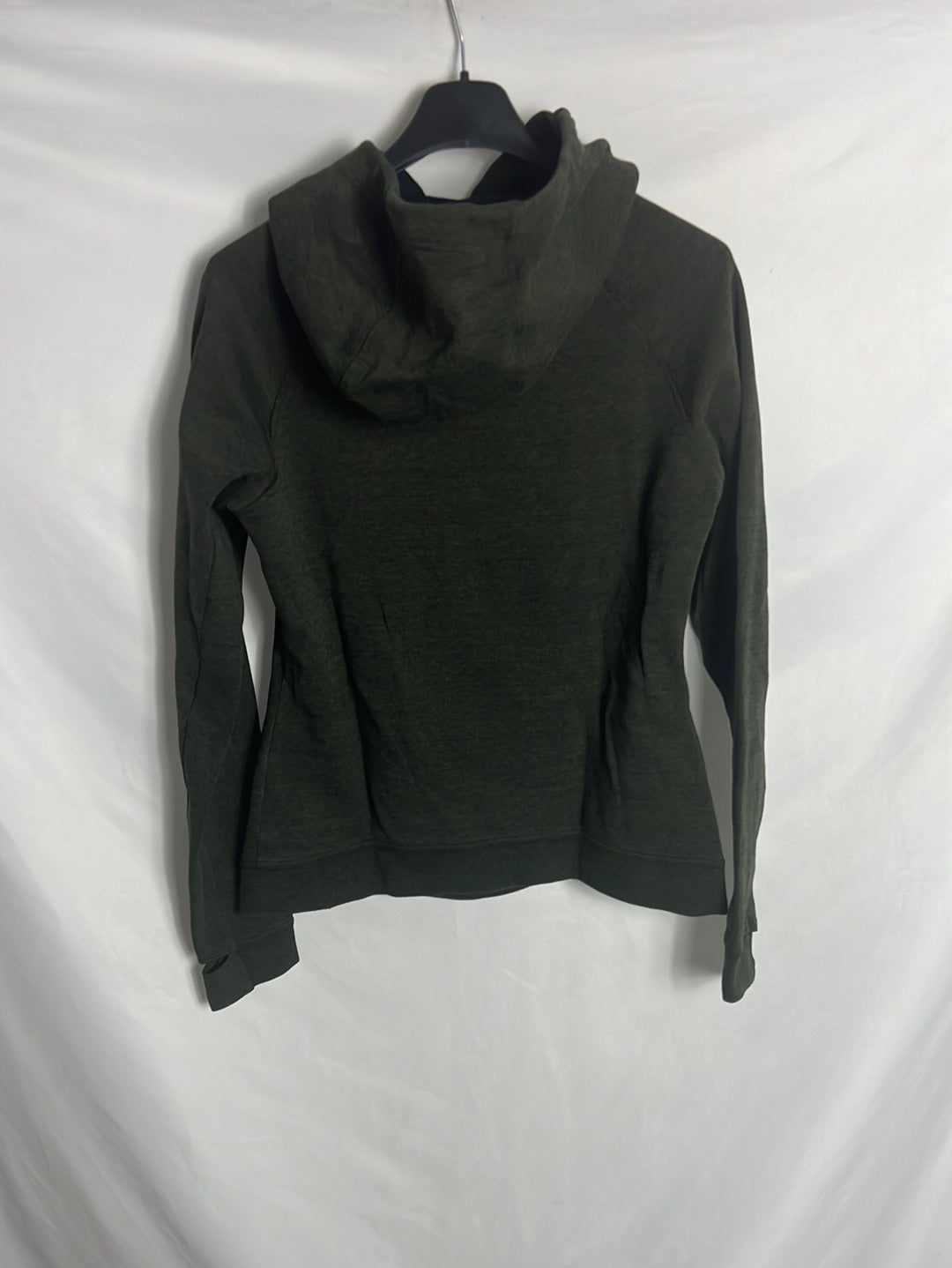 NIKE. Sudadera verde jaspeada capucha. T M