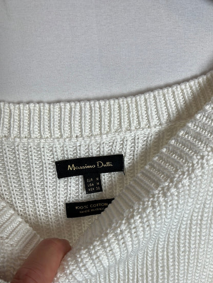 MASSIMO DUTTI. Jersey blanco asimétrico. T M