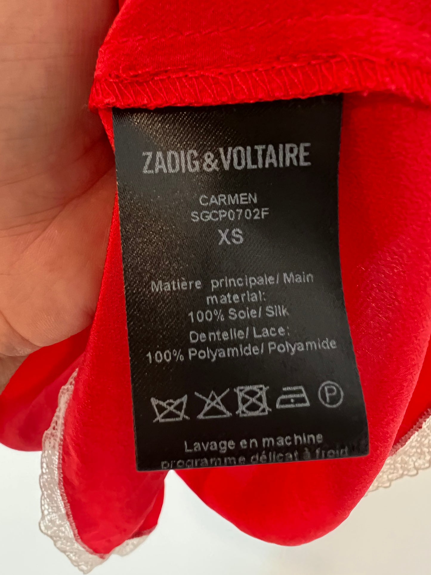 ZADIG&VOLTAIRE. top seda lencero rojo T.xs