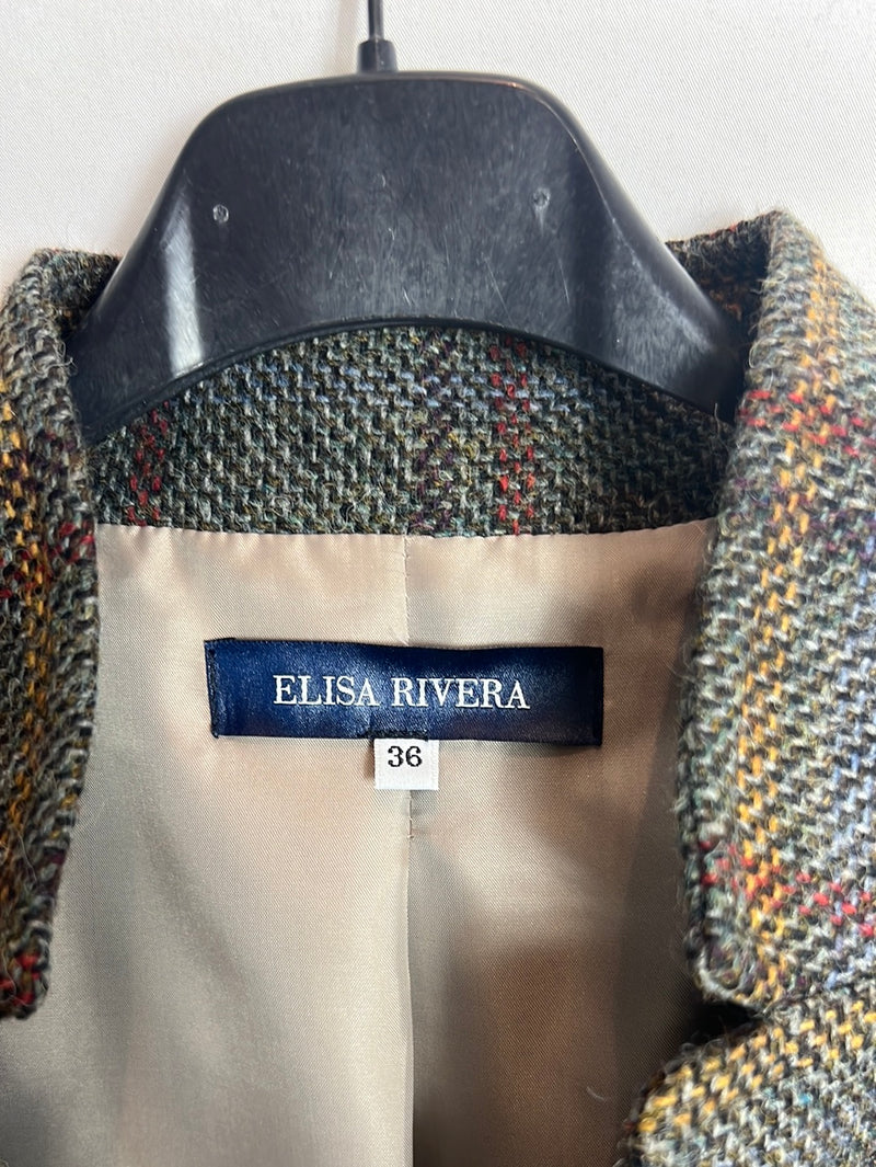 ELISA RIVERA. Blazer lana espiga . T 36