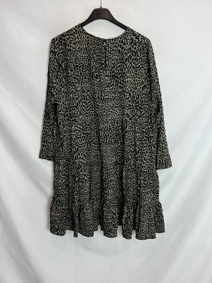 ZARA. Vestido textura animal print. T M