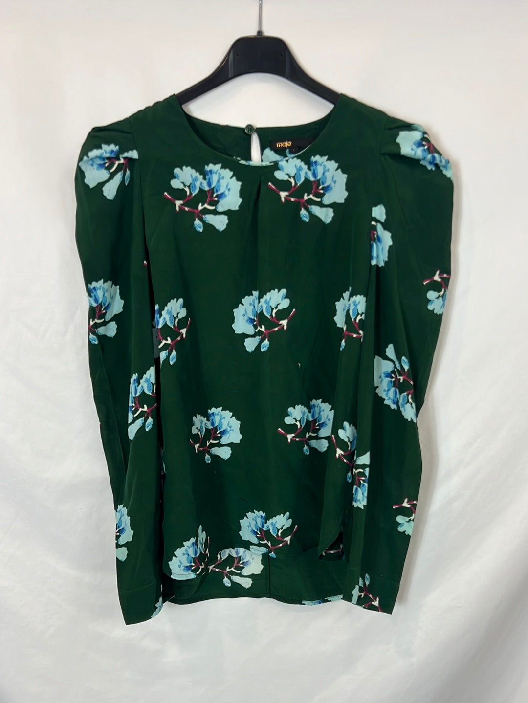 MAJE. Blusa verde flores T.s