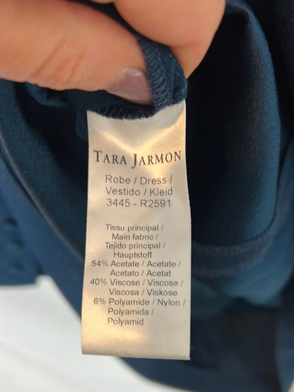 TARA JARMON. Vestido azul petróleo purpurina. T S