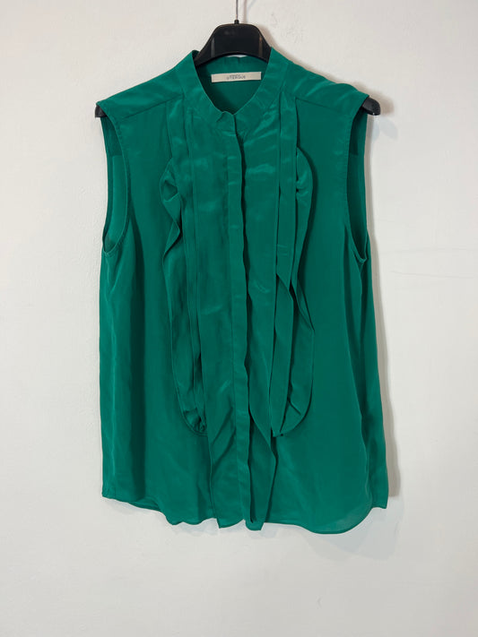 UTERQÜE. Blusa verde seda. T S